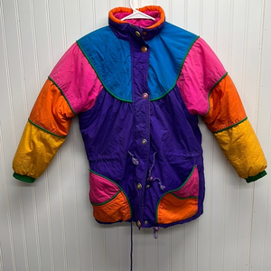 Vintage Kids Andy Jones Color Block Winter‎ Ski Jacket sz 10/12